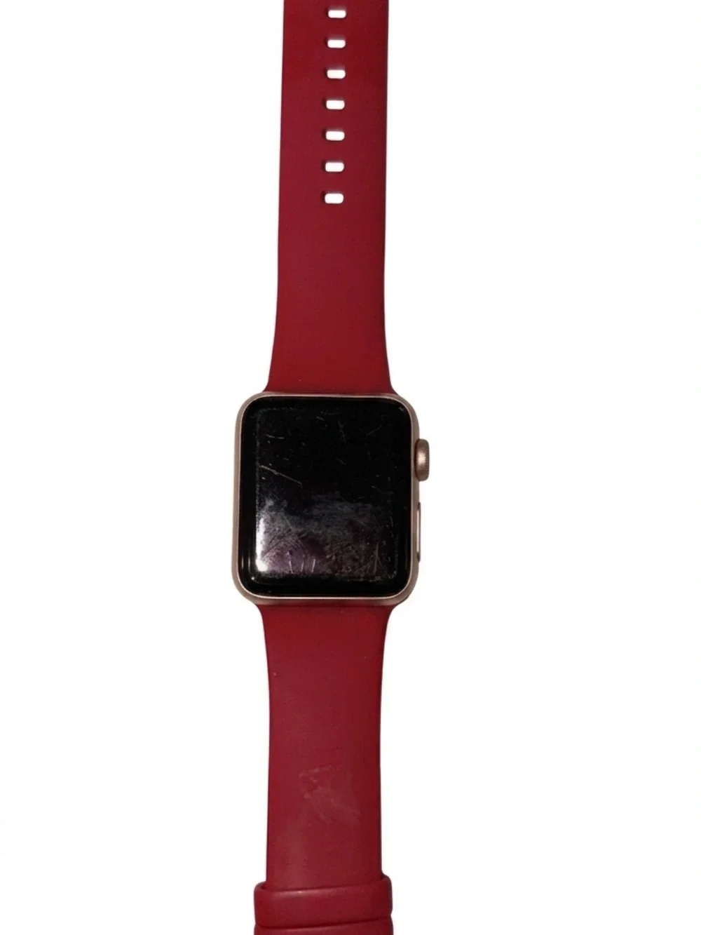 Apple Red Silicone Smartwatch with Rose Gold Case